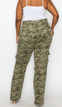 Load image into Gallery viewer, Plus Size Camo Cargo Distressed Straight Pants