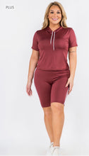 Load image into Gallery viewer, Two Piece Plus Size Red Hoodie Short Set