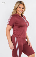Load image into Gallery viewer, Two Piece Plus Size Red Hoodie Short Set