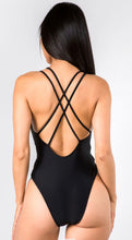 Load image into Gallery viewer, Black Cutout Deep V One-Piece Swimwear