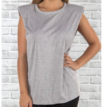 Load image into Gallery viewer, Shoulder Pads Heather Grey Shirt/Top