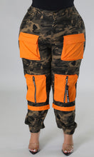 Load image into Gallery viewer, Plus Size High Waisted Camouflage With Orange Pockets Cargo Pants