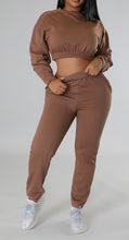 Load image into Gallery viewer, Comfy Brown Crop Top Jogger Set