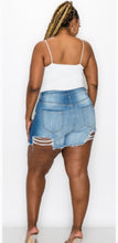 Load image into Gallery viewer, Plus Size Destroyed Denim Shorts
