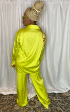 Load image into Gallery viewer, Neon Green Silk Long Sleeves Pant Set