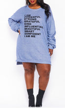 Load image into Gallery viewer, Oversize Graffiti Tunic Dress (I Am Powerful, Strong, Grateful, Kind, Influential, Beautiful, Smart, Confident, I Am Me)