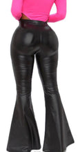 Load image into Gallery viewer, Black Leather Bell Bottom Pants