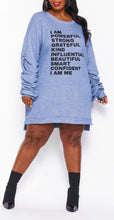 Load image into Gallery viewer, Oversize Graffiti Tunic Dress (I Am Powerful, Strong, Grateful, Kind, Influential, Beautiful, Smart, Confident, I Am Me)