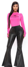 Load image into Gallery viewer, Black Leather Bell Bottom Pants