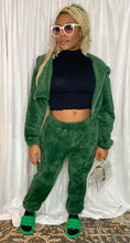 Load image into Gallery viewer, Green Comfy Cropped Hoodie/High Waisted Jogger Two Piece Set