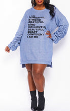 Load image into Gallery viewer, Oversize Graffiti Tunic Dress (I Am Powerful, Strong, Grateful, Kind, Influential, Beautiful, Smart, Confident, I Am Me)