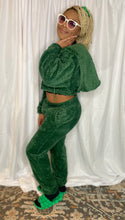 Load image into Gallery viewer, Green Comfy Cropped Hoodie/High Waisted Jogger Two Piece Set