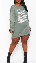 Load image into Gallery viewer, Oversize Graffiti Tunic Dress (I Am Powerful, Strong, Grateful, Kind, Influential, Beautiful, Smart, Confident, I Am Me)