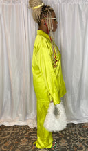 Load image into Gallery viewer, Neon Green Silk Long Sleeves Pant Set