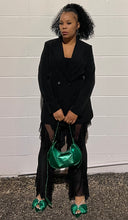 Load image into Gallery viewer, Black Mesh Ruffed Cover Up Pants