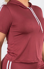 Load image into Gallery viewer, Two Piece Plus Size Red Hoodie Short Set

