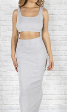 Load image into Gallery viewer, Heather Grey Short Vest High Mid Length Skirt Set
