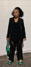Load image into Gallery viewer, Black Mesh Ruffed Cover Up Pants
