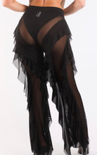Load image into Gallery viewer, Black Mesh Ruffed Cover Up Pants
