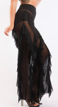 Load image into Gallery viewer, Black Mesh Ruffed Cover Up Pants
