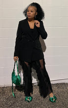 Load image into Gallery viewer, Black Mesh Ruffed Cover Up Pants

