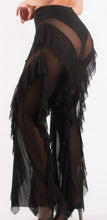 Load image into Gallery viewer, Black Mesh Ruffed Cover Up Pants
