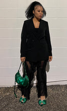 Load image into Gallery viewer, Black Mesh Ruffed Cover Up Pants
