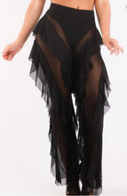 Load image into Gallery viewer, Black Mesh Ruffed Cover Up Pants
