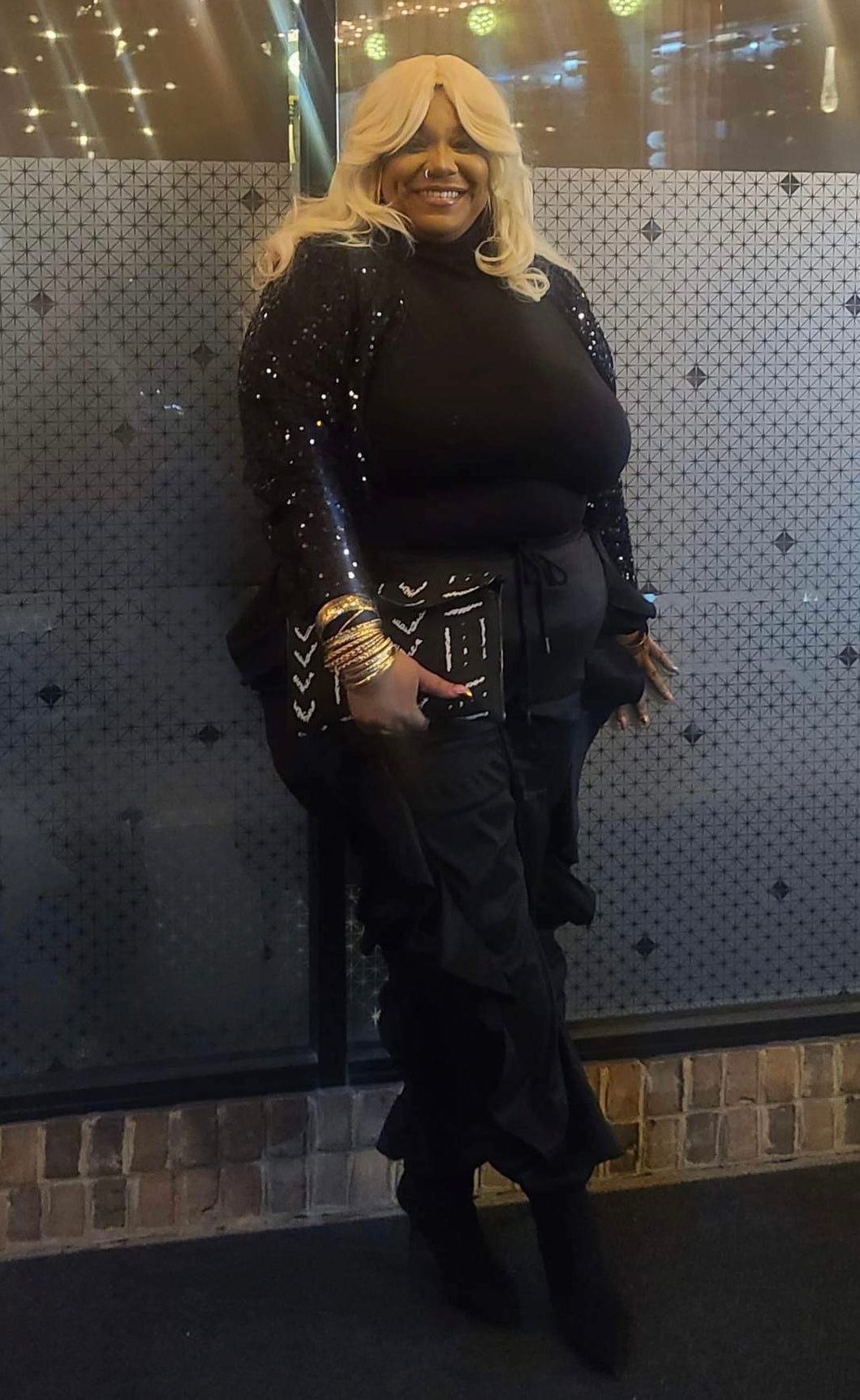 Plus Size High Waisted Black Ruffles Pants